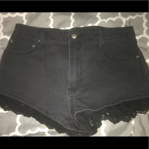 Black Forever 21 Shorts with Black Accent Lace - Picture 1 of 4